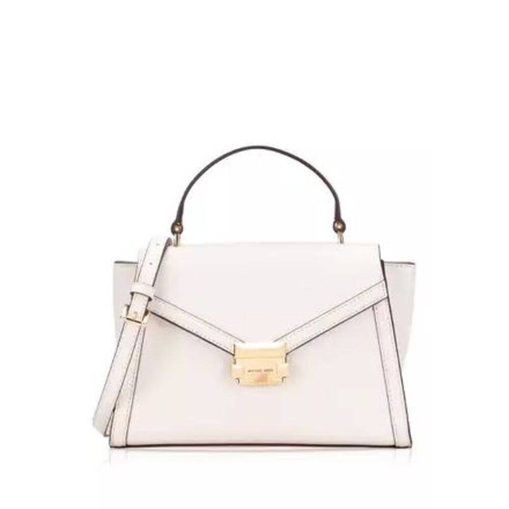 Michael Kors White Leather Top-Handle Satchel with Gold Hardware
